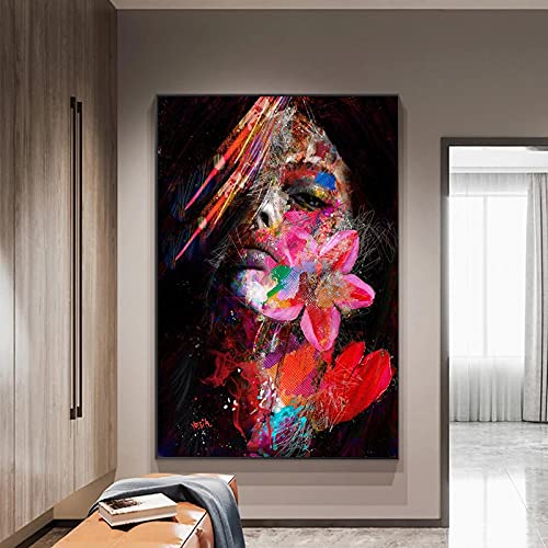 Amazon.co.jp: 抽象的な女性の顔のキャンバスの絵画インテリア